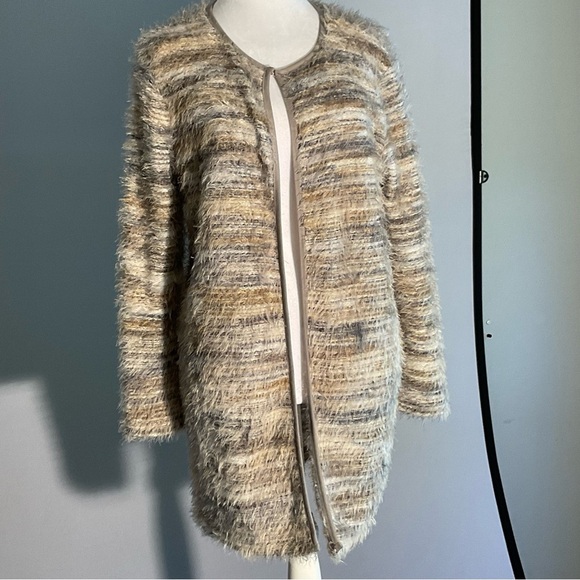 Calvin Klein Eyelash, Fuzzy, Soft, Cozy Cardigan with Silver Clasp Closure - Picture 4 of 16
